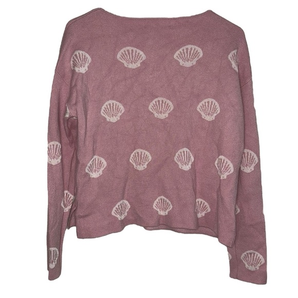 Philosophy Sea Shell Print Jacquard Sweater Pink Blush Women’s Size Medium Boho - Picture 3 of 9